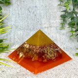 ENYA - Orgonite Pyramid - EMF Protector - Carnelian Crystal & Brass Metal