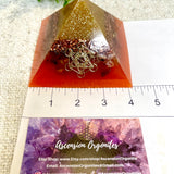 ENYA - Orgonite Pyramid - EMF Protector - Carnelian Crystal & Brass Metal