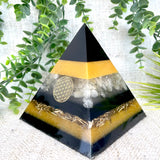 AGATHA - Orgonite Pyramid - EMF Protector - Citrine Crystal and Brass Metal