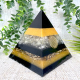 AGATHA - Orgonite Pyramid - EMF Protector - Citrine Crystal and Brass Metal