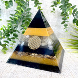 AGATHA - Orgonite Pyramid - EMF Protector - Citrine Crystal and Brass Metal
