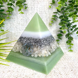 SAGE - Orgonite Pyramid - EMF Protector - White Milky Quartz and Aluminum Metals