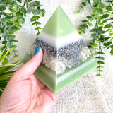 SAGE - Orgonite Pyramid - EMF Protector - White Milky Quartz and Aluminum Metals