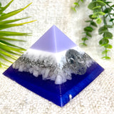 LUNA - Orgonite Pyramid - EMF Protector - White Milky Quartz and Aluminum Metals