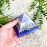 LUNA - Orgonite Pyramid - EMF Protector - White Milky Quartz and Aluminum Metals