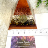 RUTH - Orgonite Pyramid - EMF Protector - Tiger's Eye Crystal, Seashell and Copper and Brass metals