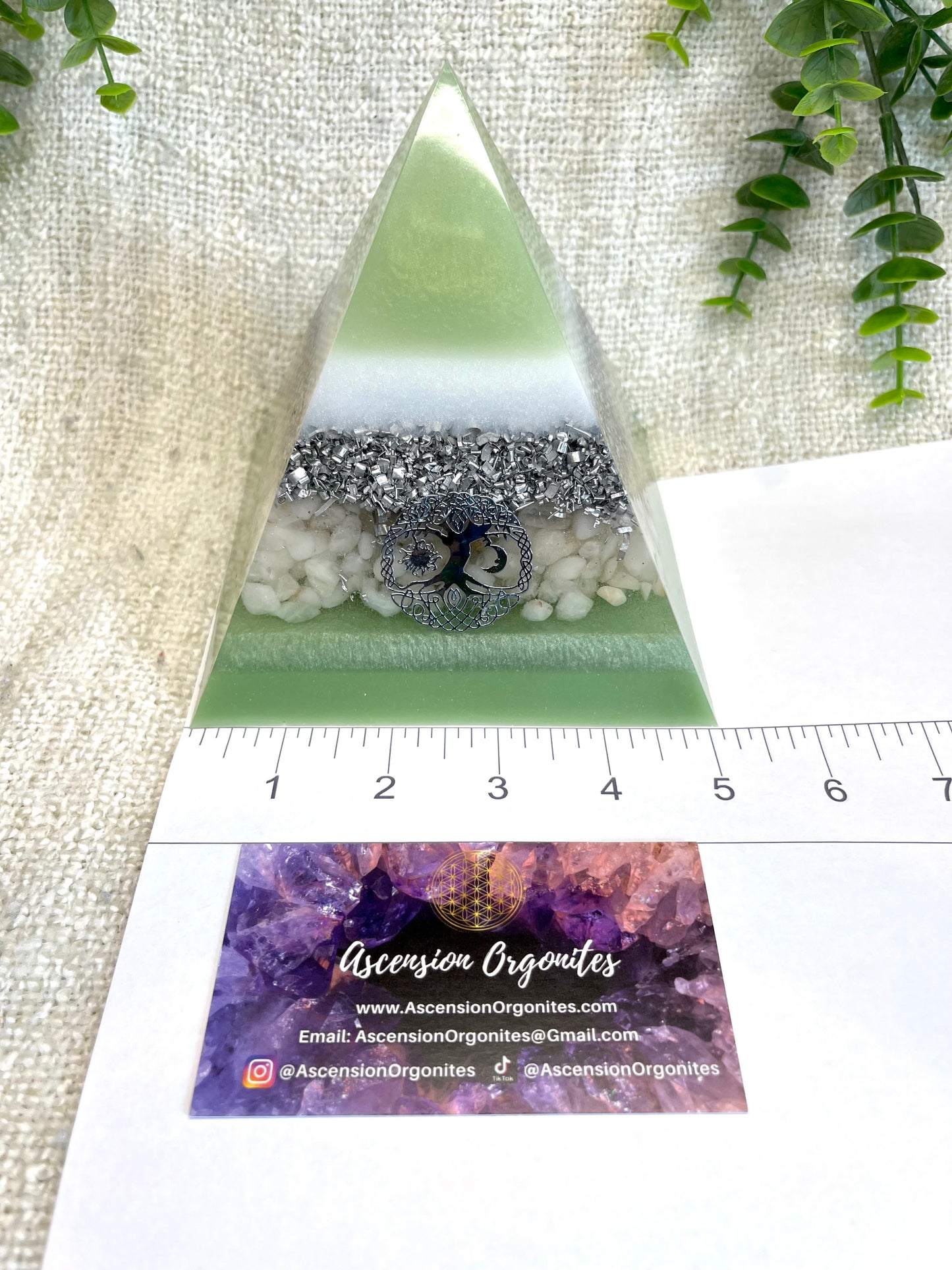 SAGE - Orgonite Pyramid - EMF Protector - White Milky Quartz and Aluminum Metals