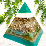NATHALY - Orgonite Pyramid - EMF Protector - Citrine & Aventurine Crystal and Brass Metal