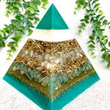 NATHALY - Orgonite Pyramid - EMF Protector - Citrine & Aventurine Crystal and Brass Metal