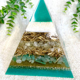 NATHALY - Orgonite Pyramid - EMF Protector - Citrine & Aventurine Crystal and Brass Metal