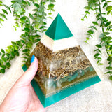 NATHALY - Orgonite Pyramid - EMF Protector - Citrine & Aventurine Crystal and Brass Metal
