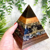 ELIZABETH- Orgonite Pyramid - EMF Protector - Smoky Quartz, Labradorite Quartz and Brass Metals