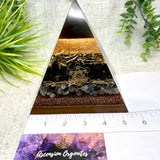 ELIZABETH- Orgonite Pyramid - EMF Protector - Smoky Quartz, Labradorite Quartz and Brass Metals