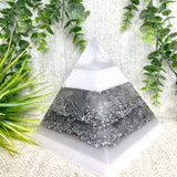 MONICA - Orgonite Pyramid - EMF Protector - White Quartz and Aluminum Metal
