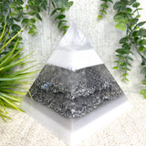MONICA - Orgonite Pyramid - EMF Protector - White Quartz and Aluminum Metal