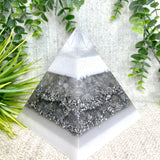 MONICA - Orgonite Pyramid - EMF Protector - White Quartz and Aluminum Metal