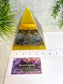 PAOLA- Orgonite Pyramid - EMF Protector - White Quartz, Labradorite Quartz and Brass Metal