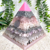 FARRAH - EMF Protector - Rose Quartz, White Milky Quartz, Kunzite Crystal, White and Clear Quartz, and Moonstone with Aluminium Metals