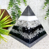ASHLEY - Orgonite Pyramid - EMF Protector - Moonstone Crystal, Black Obsidian Crystals and Aluminum Metal