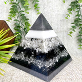 ASHLEY - Orgonite Pyramid - EMF Protector - Moonstone Crystal, Black Obsidian Crystals and Aluminum Metal