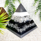 ASHLEY - Orgonite Pyramid - EMF Protector - Moonstone Crystal, Black Obsidian Crystals and Aluminum Metal