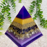 CHARLOTTE - Orgonite Pyramid - EMF Protector - Amethyst with Citrine and Brass Metals