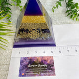 CHARLOTTE - Orgonite Pyramid - EMF Protector - Amethyst with Citrine and Brass Metals