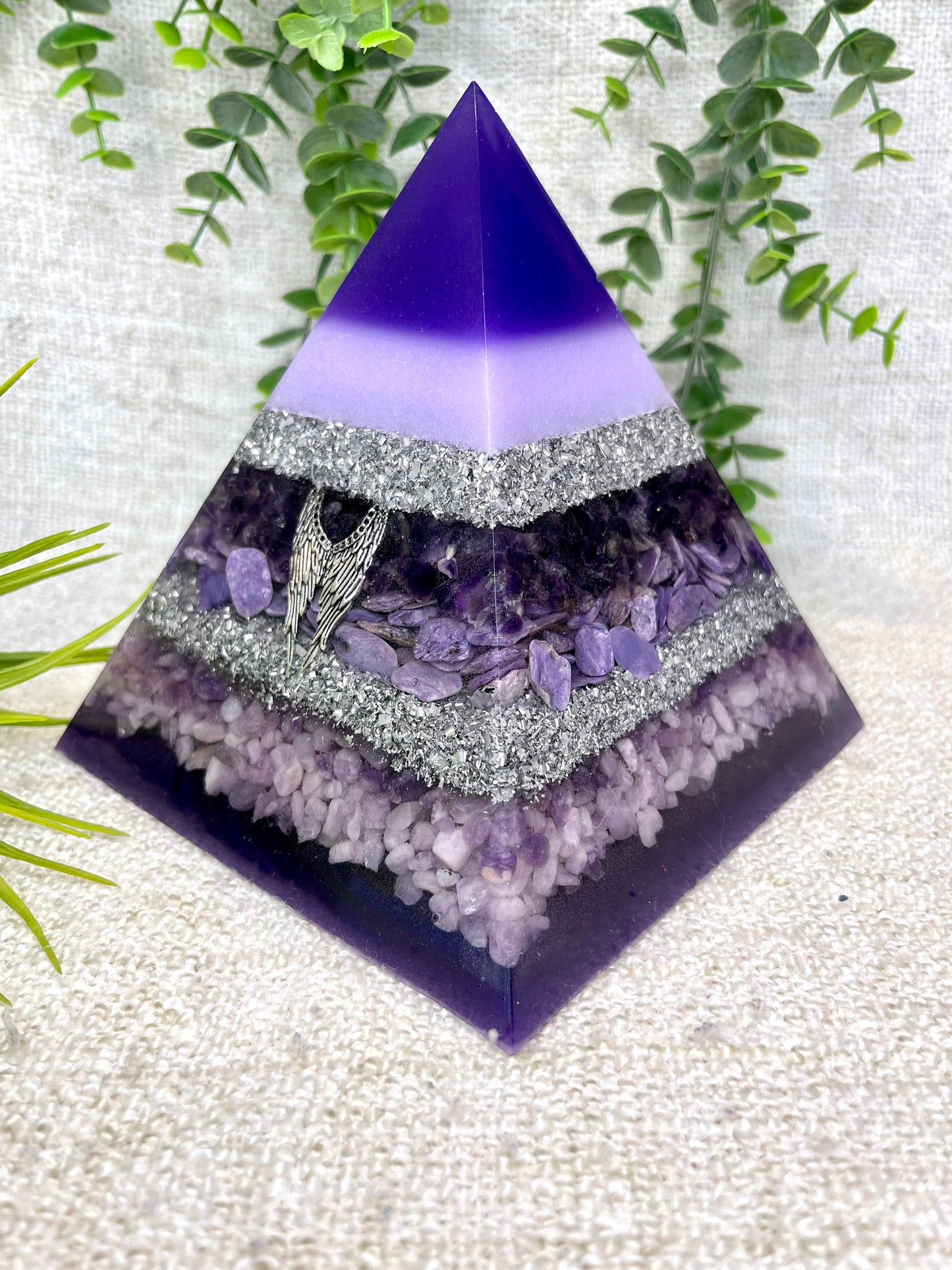 MICHAEL - Orgonite Pyramid - EMF Protector - Amethyst, Charoite, Ametrine, Kunzite and Aluminum Metal