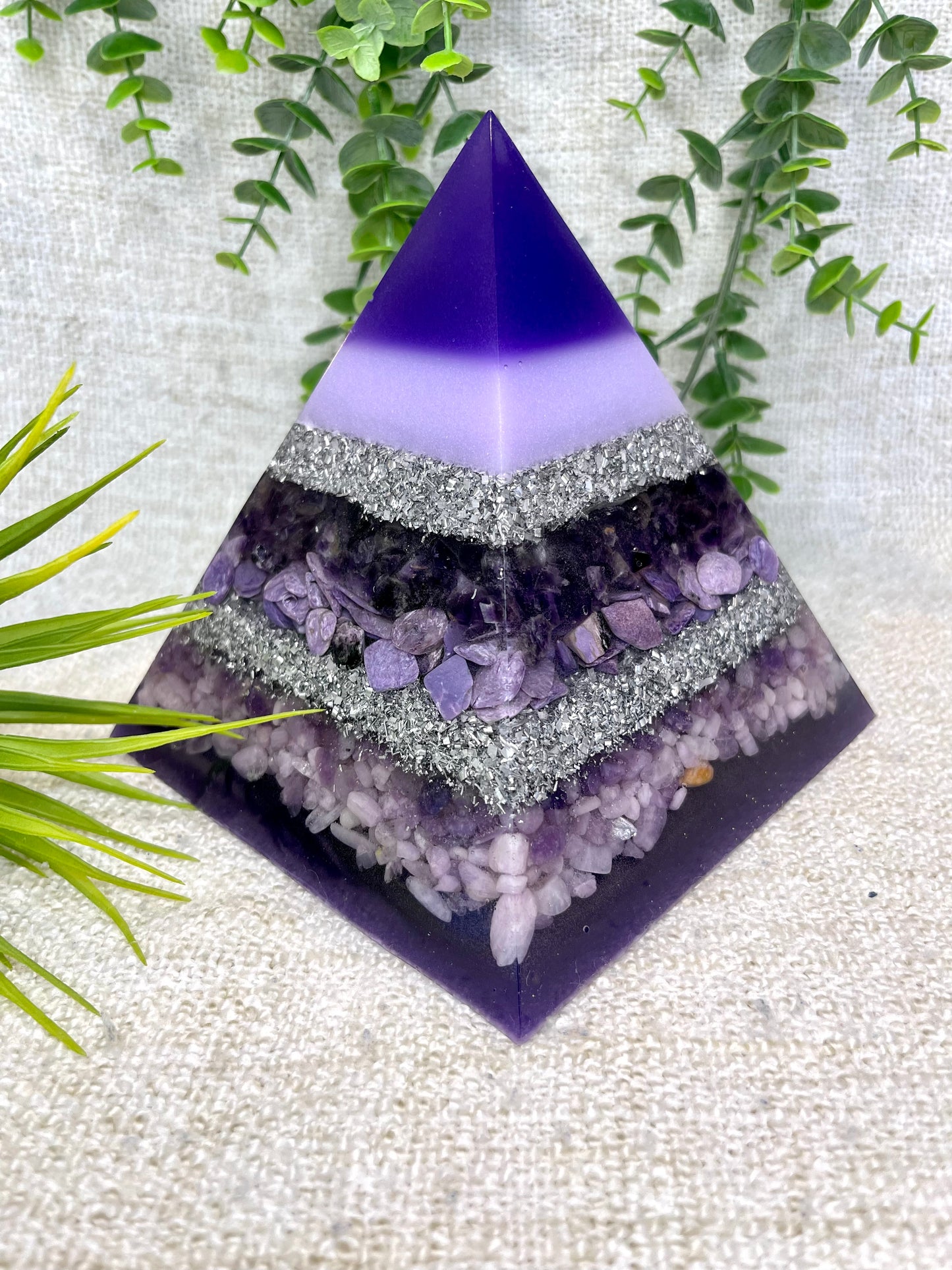 MICHAEL - Orgonite Pyramid - EMF Protector - Amethyst, Charoite, Ametrine, Kunzite and Aluminum Metal