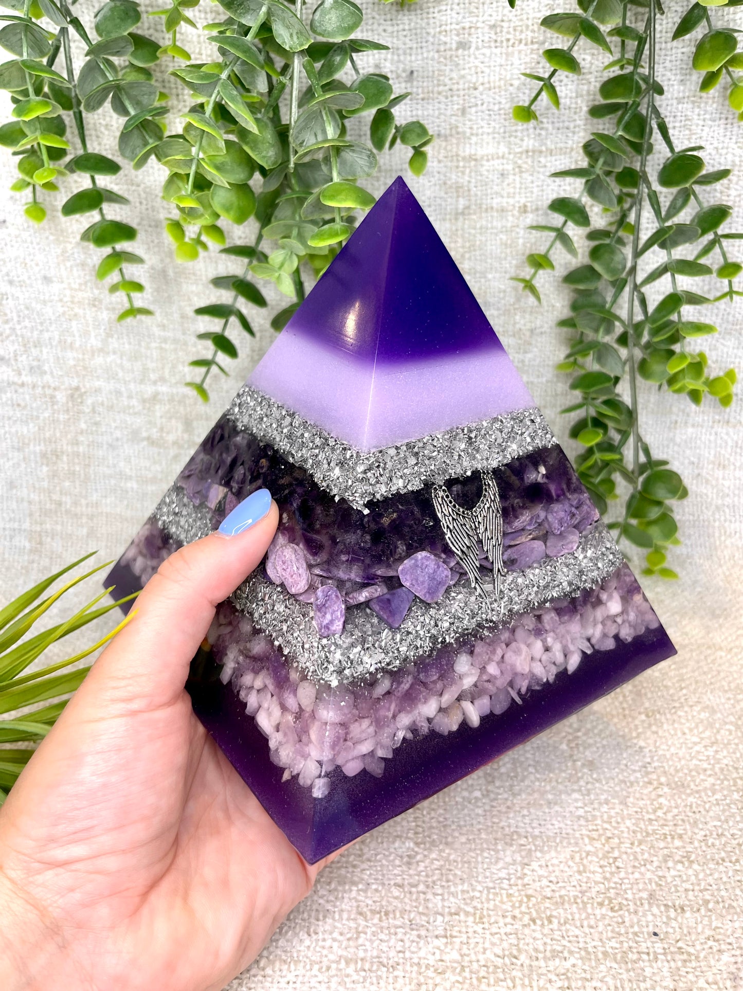 MICHAEL - Orgonite Pyramid - EMF Protector - Amethyst, Charoite, Ametrine, Kunzite and Aluminum Metal