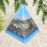 AZUL - Orgonite Pyramid - EMF Protector - Aquamarine Crystal and White Quartz with  Aluminum Metal