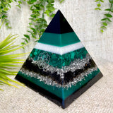ATLAS - Orgonite Pyramid - EMF Protector - Malachite Crystal, Smoky Quartz with  Aluminum Metal