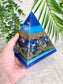 SEAN - Orgonite Pyramid - EMF Protector - Lapis Lazuli and Blue Apatite with Brass Metal