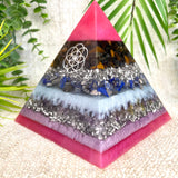 LIBRA - Astrology Edition - Orgonite Pyramid - EMF Protector - Blue Tiger's Eye, Lapis Lazuli and Ametrine with Aluminum Metal