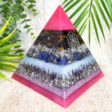 LIBRA - Astrology Edition - Orgonite Pyramid - EMF Protector - Blue Tiger's Eye, Lapis Lazuli and Ametrine with Aluminum Metal