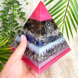 LIBRA - Astrology Edition - Orgonite Pyramid - EMF Protector - Blue Tiger's Eye, Lapis Lazuli and Ametrine with Aluminum Metal