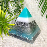 KELLY - Orgonite Pyramid - EMF Protector - White Quartz and Aluminum Metal