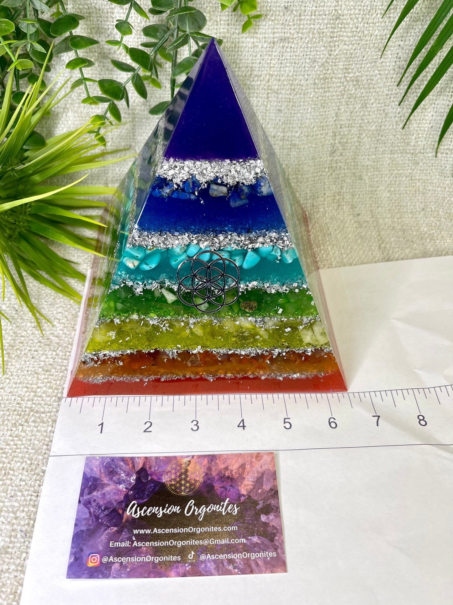 FELICITY -All Chakras Pyramid - EMF Protector - Lapis Lazuli, Turquoise, Aventurine, Citrine and Carnelian with Aluminum Metals