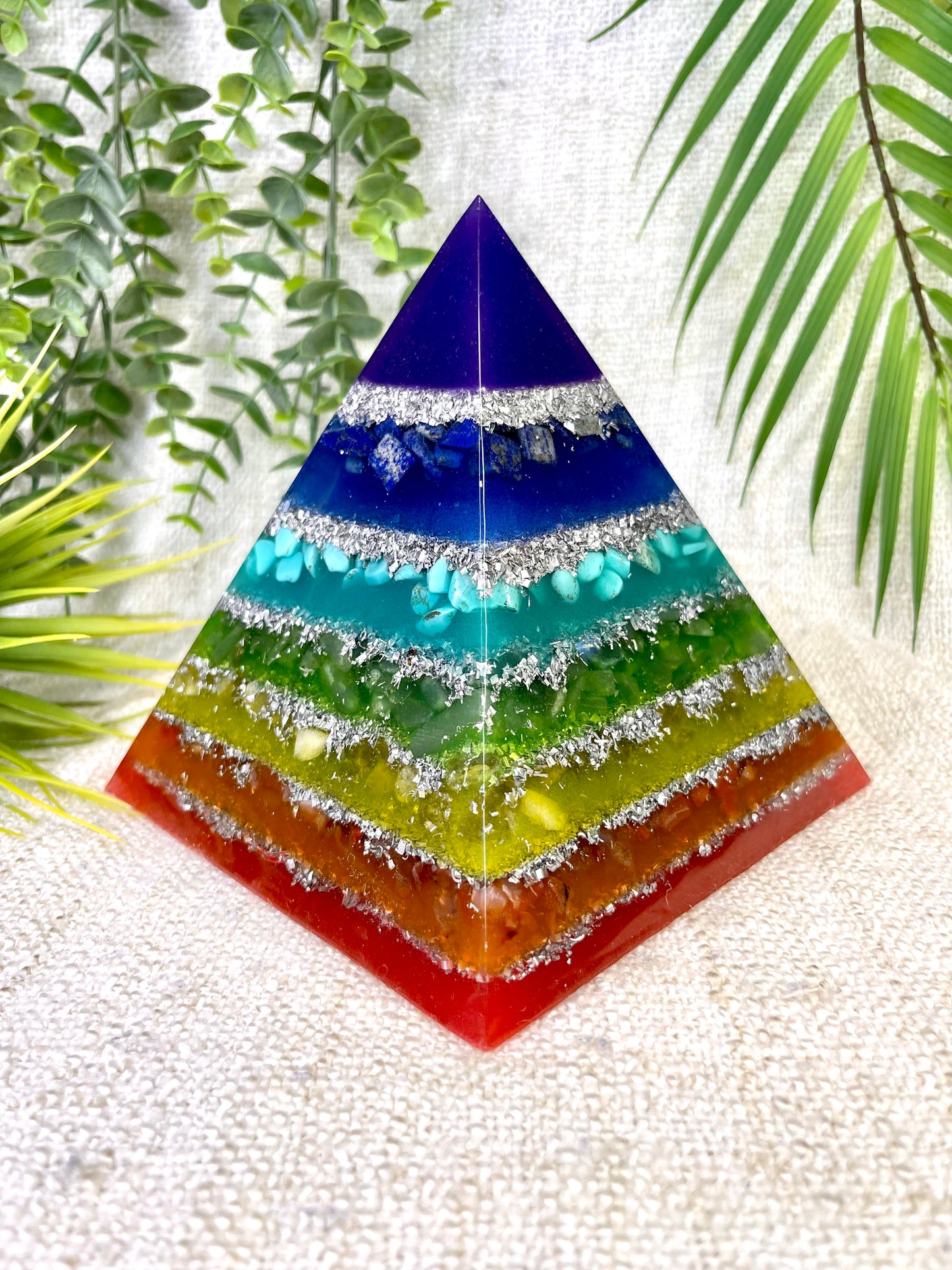 FELICITY -All Chakras Pyramid - EMF Protector - Lapis Lazuli, Turquoise, Aventurine, Citrine and Carnelian with Aluminum Metals