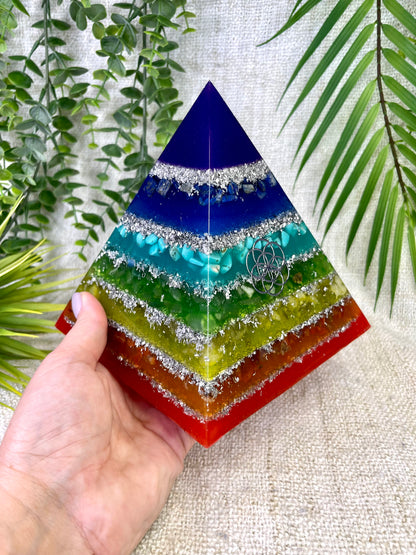 FELICITY -All Chakras Pyramid - EMF Protector - Lapis Lazuli, Turquoise, Aventurine, Citrine and Carnelian with Aluminum Metals