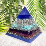 SAGITTARIUS - Astrology Edition - Orgonite Pyramid - EMF Protector - Clear Quartz, Turquoise, Ruby with Aluminum Metal