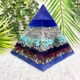 SAGITTARIUS - Astrology Edition - Orgonite Pyramid - EMF Protector - Clear Quartz, Turquoise, Ruby with Aluminum Metal