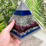 CAPRICORN- Astrology Edition - Orgonite Pyramid - EMF Protector - Green Fluorite, Garnet, Ruby with Aluminum Metal