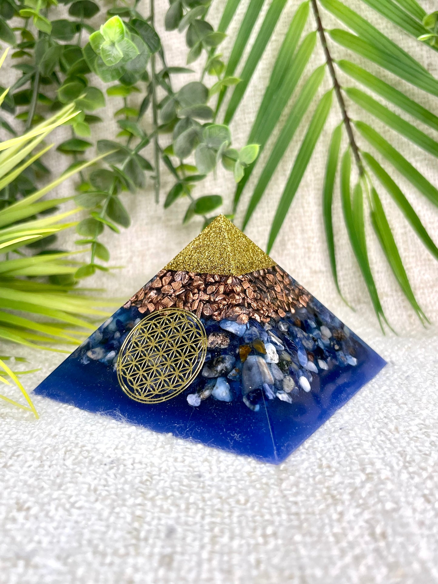 MARCEL- Orgonite Pyramid - EMF Protector - Sodalite Crystal and Copper Metal