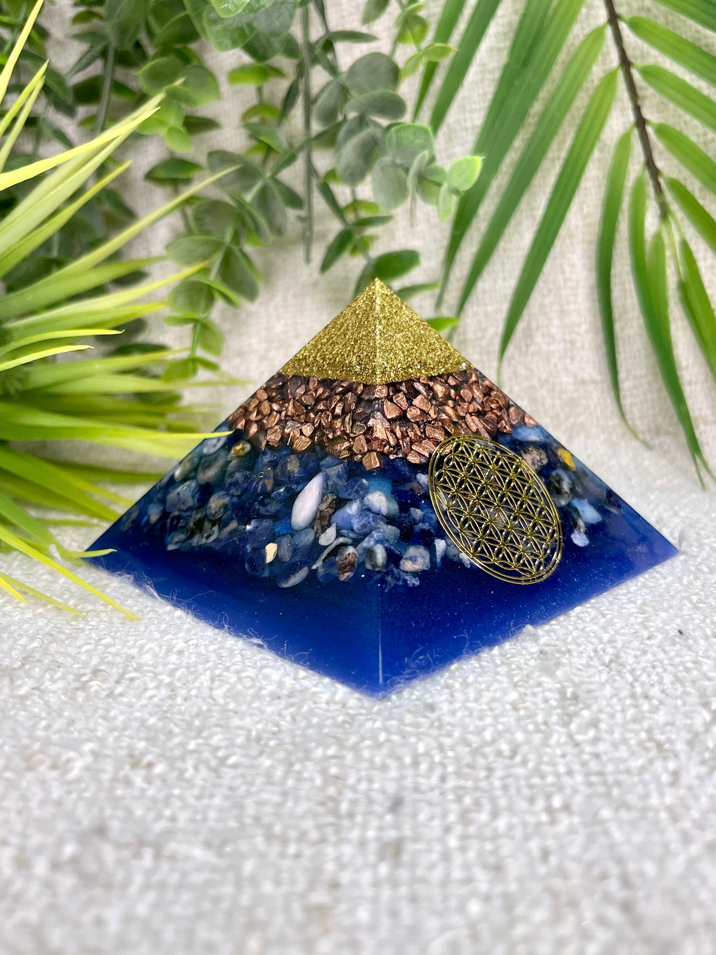 MARCEL- Orgonite Pyramid - EMF Protector - Sodalite Crystal and Copper Metal