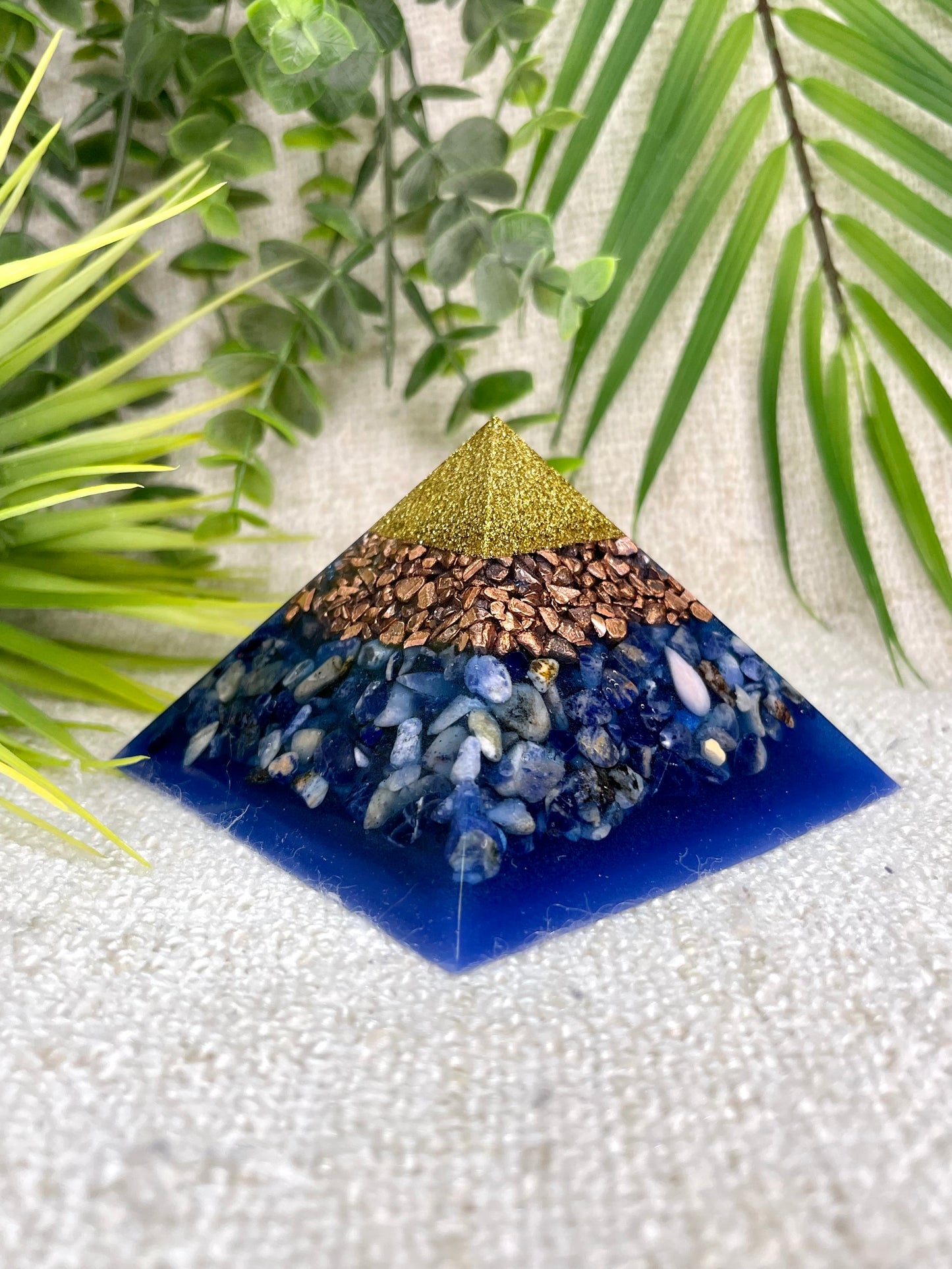 MARCEL- Orgonite Pyramid - EMF Protector - Sodalite Crystal and Copper Metal