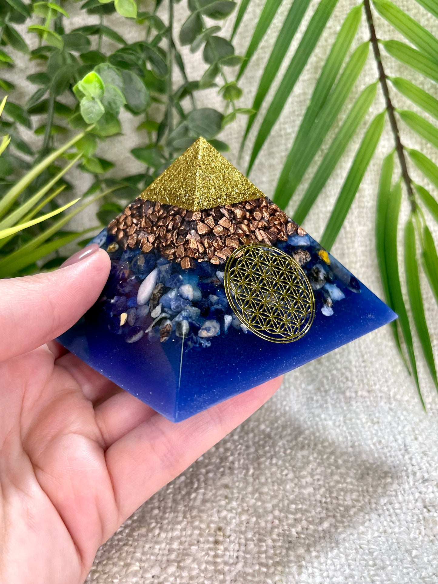 MARCEL- Orgonite Pyramid - EMF Protector - Sodalite Crystal and Copper Metal