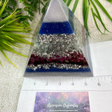 CAPRICORN- Astrology Edition - Orgonite Pyramid - EMF Protector - Green Fluorite, Garnet, Ruby with Aluminum Metal