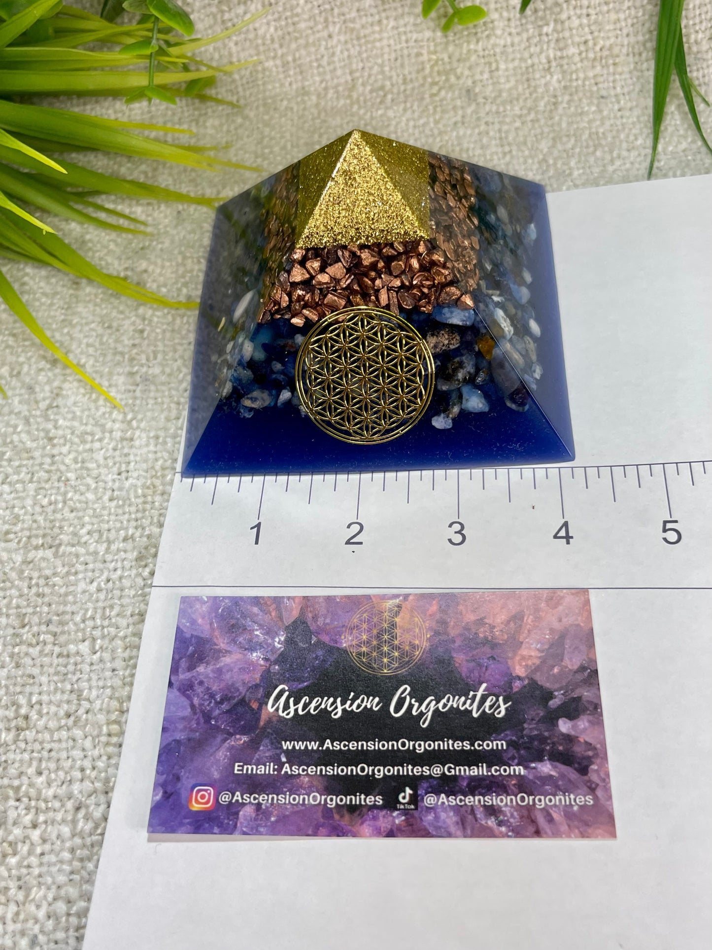 MARCEL- Orgonite Pyramid - EMF Protector - Sodalite Crystal and Copper Metal