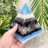 AQUARIUS - Astrology Edition - Orgonite Pyramid - EMF Protector - Amethyst, Aquamarine and Hematite with Aluminum Metal